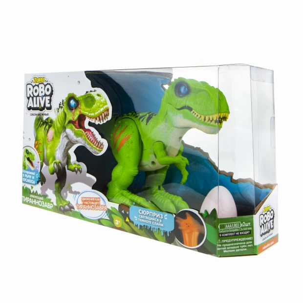 фото Zuru игровой набор робо-тираннозавр roboalive (зеленый) + слайм