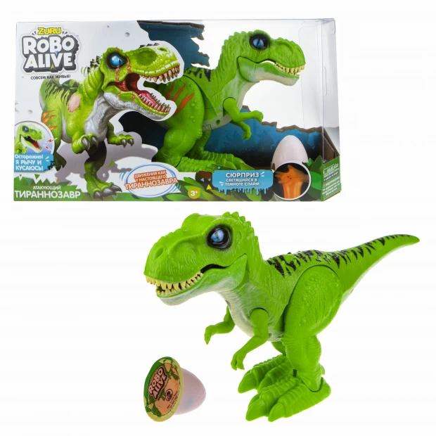 фото Zuru игровой набор робо-тираннозавр roboalive (зеленый) + слайм