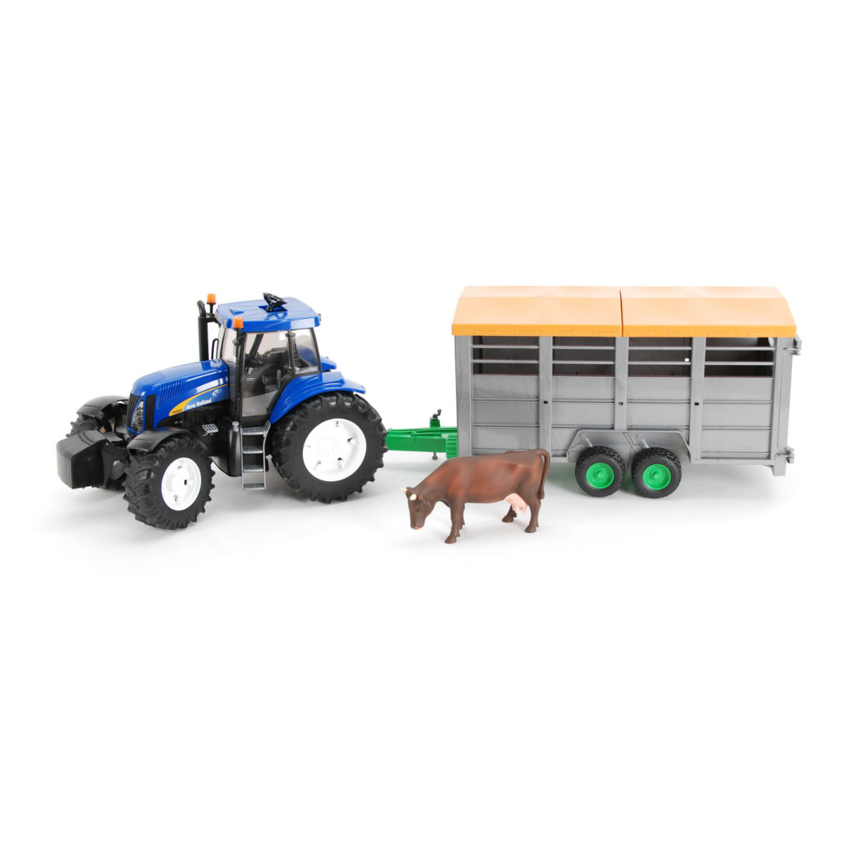 Трактор Bruder New Holland T8040 с прицепом для перевозки крупного рогатого скота, с коровой в комплекте, 01-695
Трактор Bruder New Holland T8040 с прицепом для перевозки крупного рогатого скота, с коровой в комплекте, 01-695