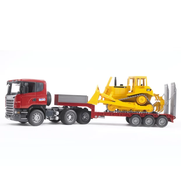 Bruder Тягач с прицепом–платформой Scania с гусеничным бульдозером CAT
Bruder Тягач с прицепом–платформой Scania с гусеничным бульдозером CAT