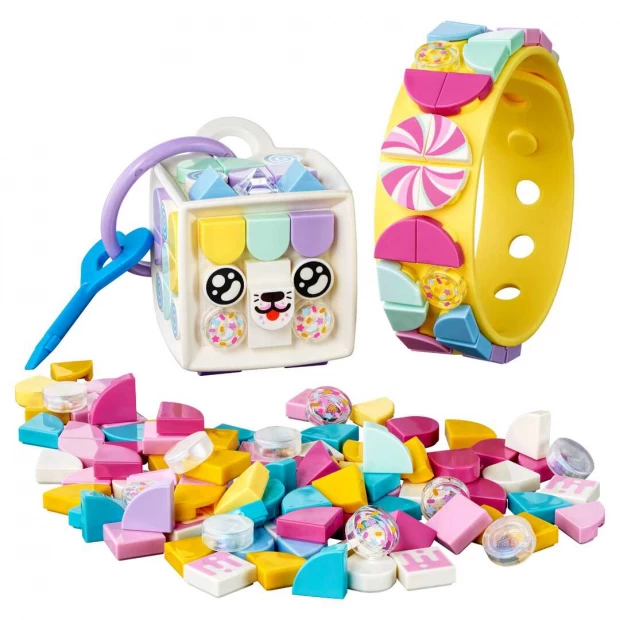 фото Lego dots конструктор браслет и бирка для сумки карамельная киса