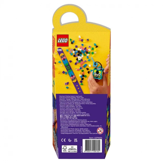 фото Lego dots конструктор браслет и бирка для сумки неоновый тигр