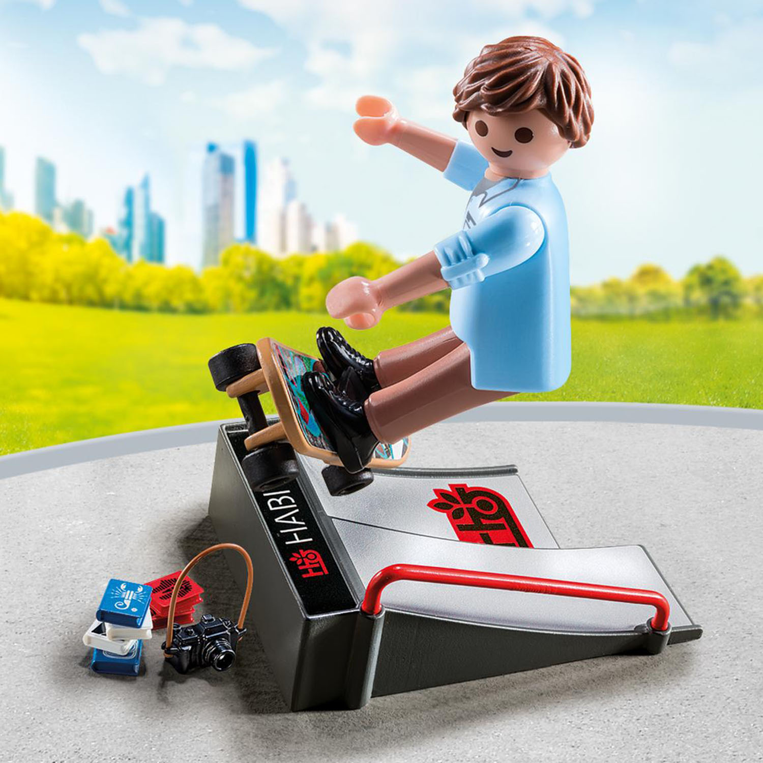 фото Конструктор playmobil экстра-набор: скейтбордист с пандусом