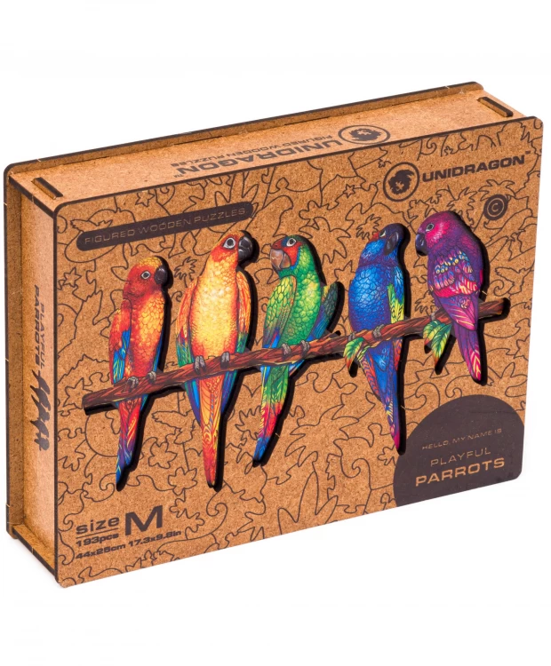 Фигурный пазл Игривые Попугаи M