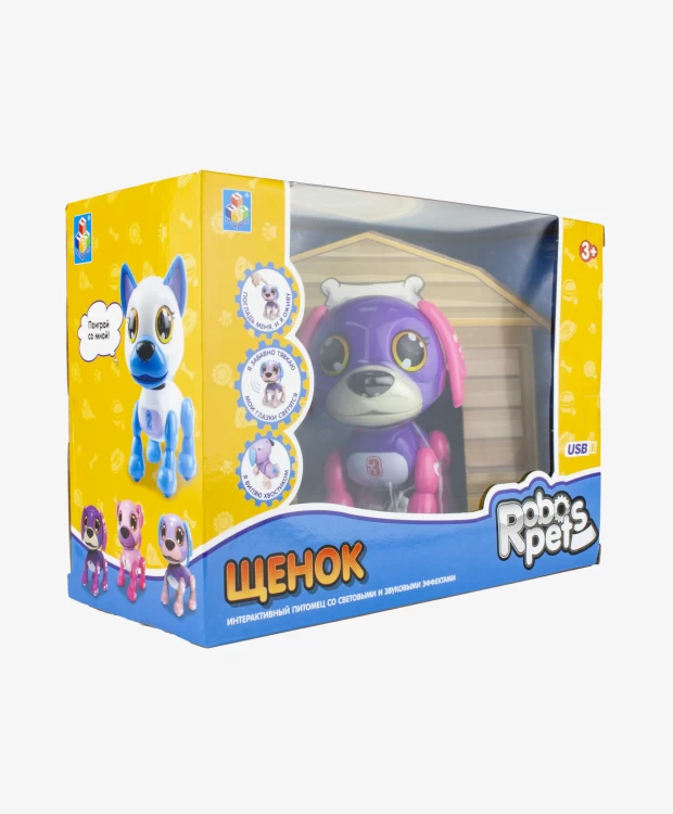 Интерактивная игрушка 1TOY Робо-щенок фиолетовый
