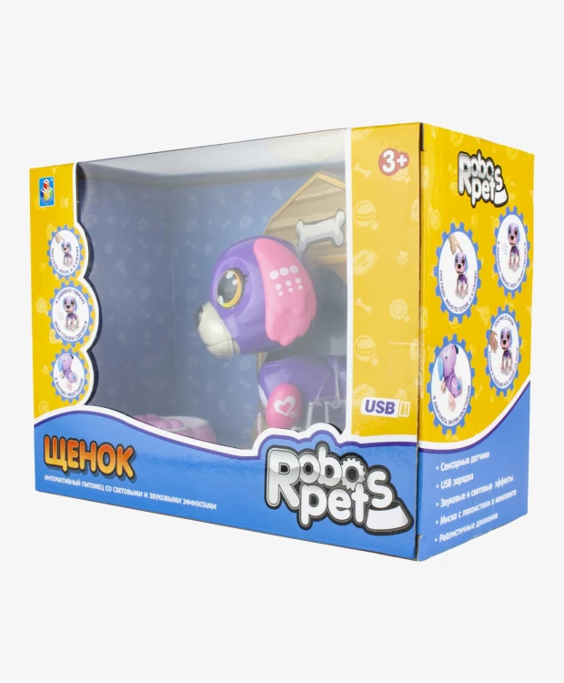 Интерактивная игрушка 1TOY Робо-щенок фиолетовый