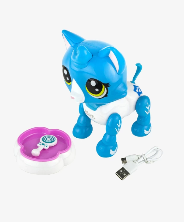 Интерактивная игрушка 1TOY Робо-котенок бело-голубой