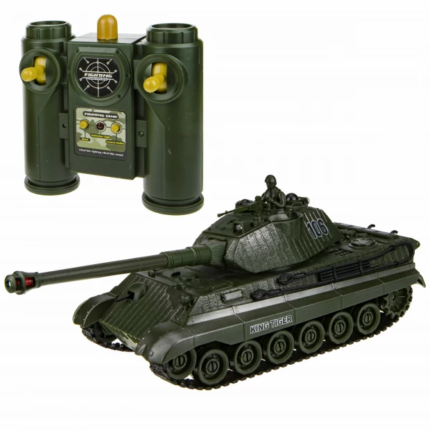 1toy Взвод танк на р/у, 2,4 ГГц, 1:28 (35 см), движение во все стороны, вращение башни, свет и звук, индикатор попаданий, подходит для танкового боя