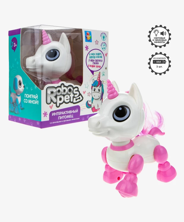 Интерактивная игрушка 1TOY Робо-единорог розовый