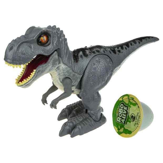 ZURU Игровой набор Робо-Тираннозавр RoboAlive (серый ) + слайм интерактивная игрушка zuru roboalive тираннозавр серый т19290
