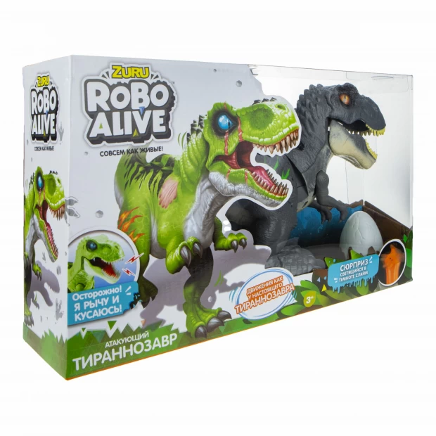 фото Zuru игровой набор робо-тираннозавр roboalive (серый ) + слайм