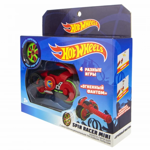 фото Hot wheels spin racer "огненный фантом" (пуск. механизм с диском, 12 см, коробка, красный)