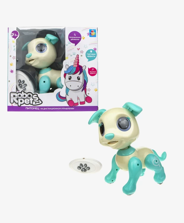 Игрушка интерактивная 1TOY Щенок  бело-голубой