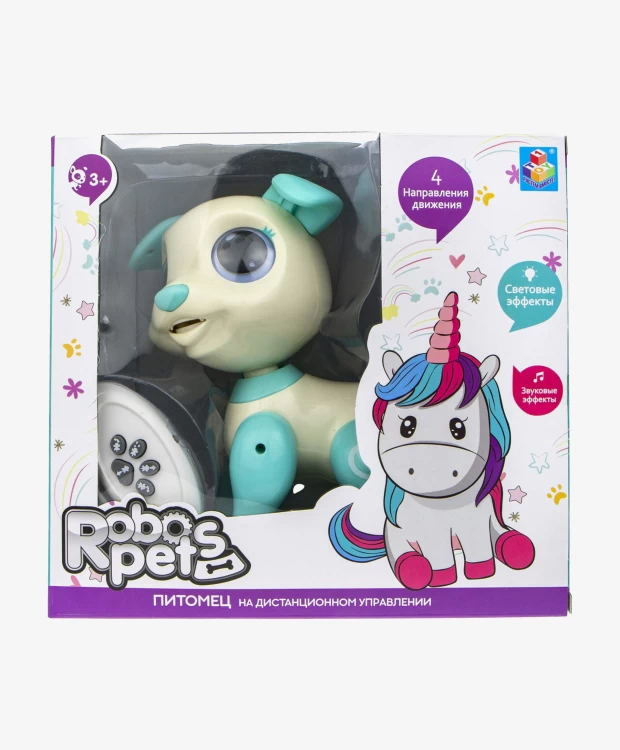 Игрушка интерактивная 1TOY Щенок  бело-голубой