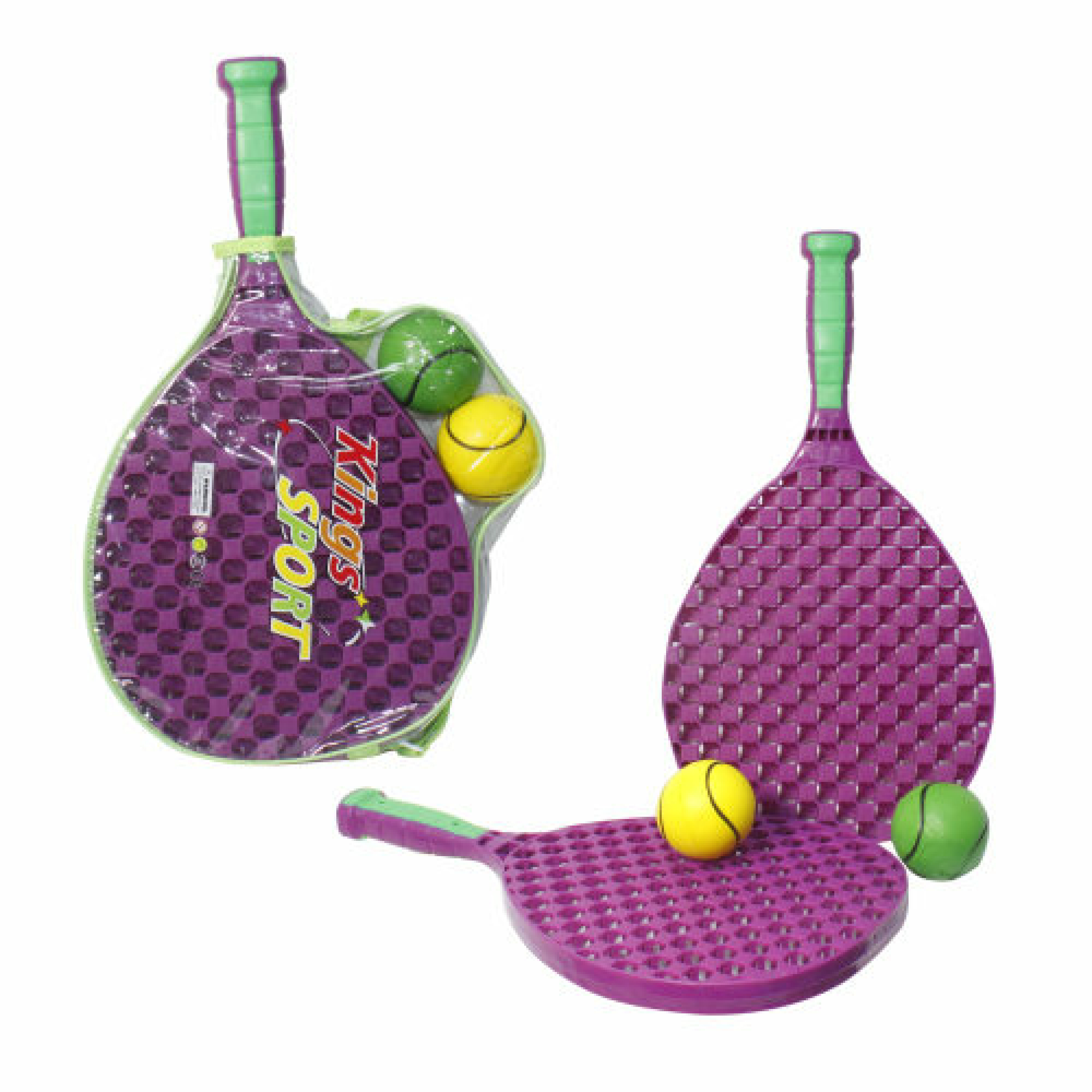 фото 1toy набор для тенниса, ракетки пластмас. 41х13 см, 2 мячика, прозрач. чехол 41х13х3см