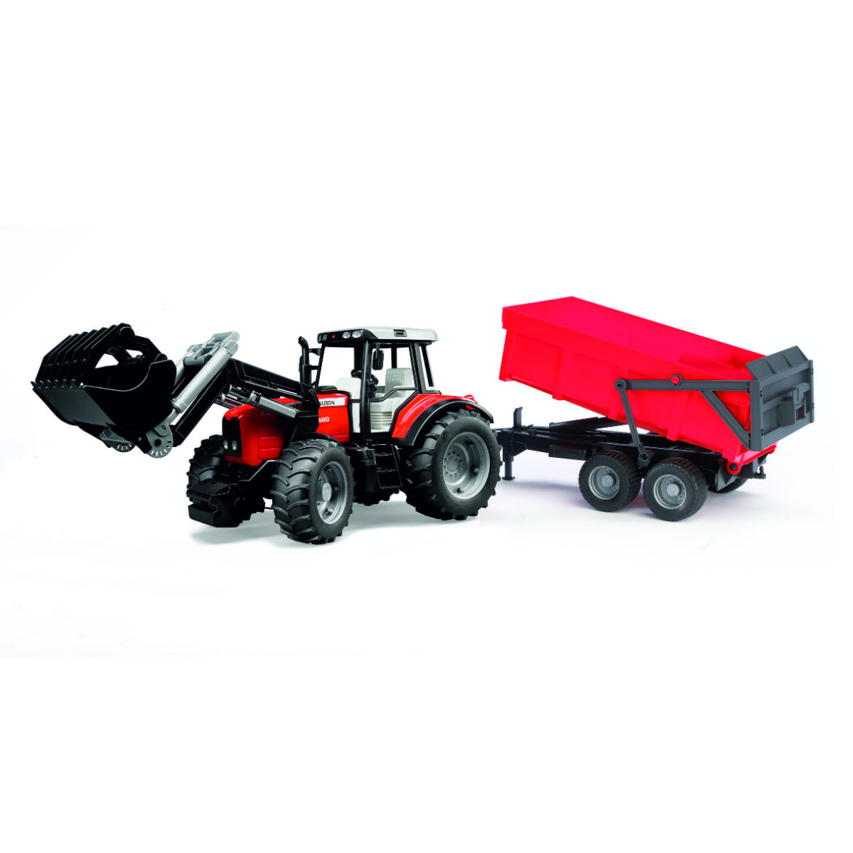 

Трактор Bruder Massey Ferguson 7480 с погрузчиком и прицепом, 01-138