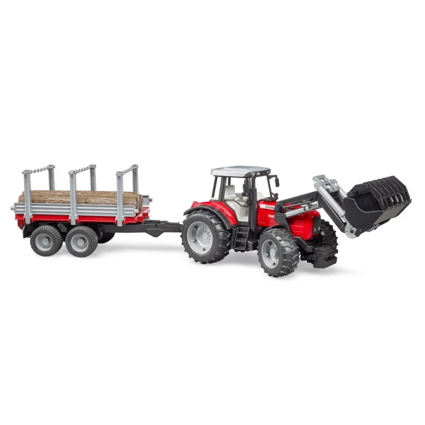 фото Трактор massey ferguson c манипулятором и прицепом bruder