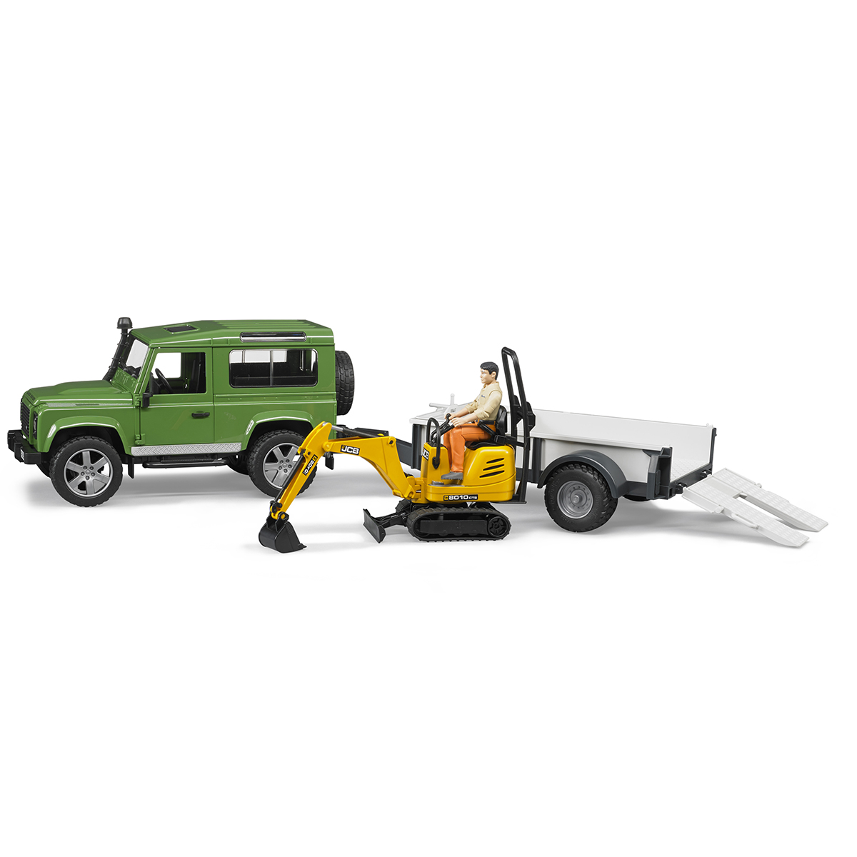 

Bruder Внедорожник Land Rover Defender c прицепом-платформой, 02-593