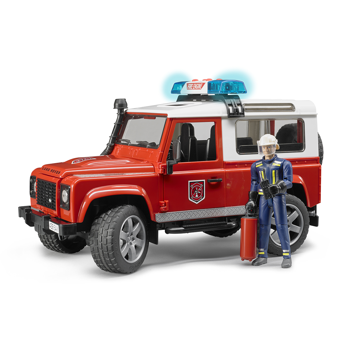 Bruder Внедорожник пожарный Land Rover Defender Station Wagon с фигуркой 02-596 - фото 1