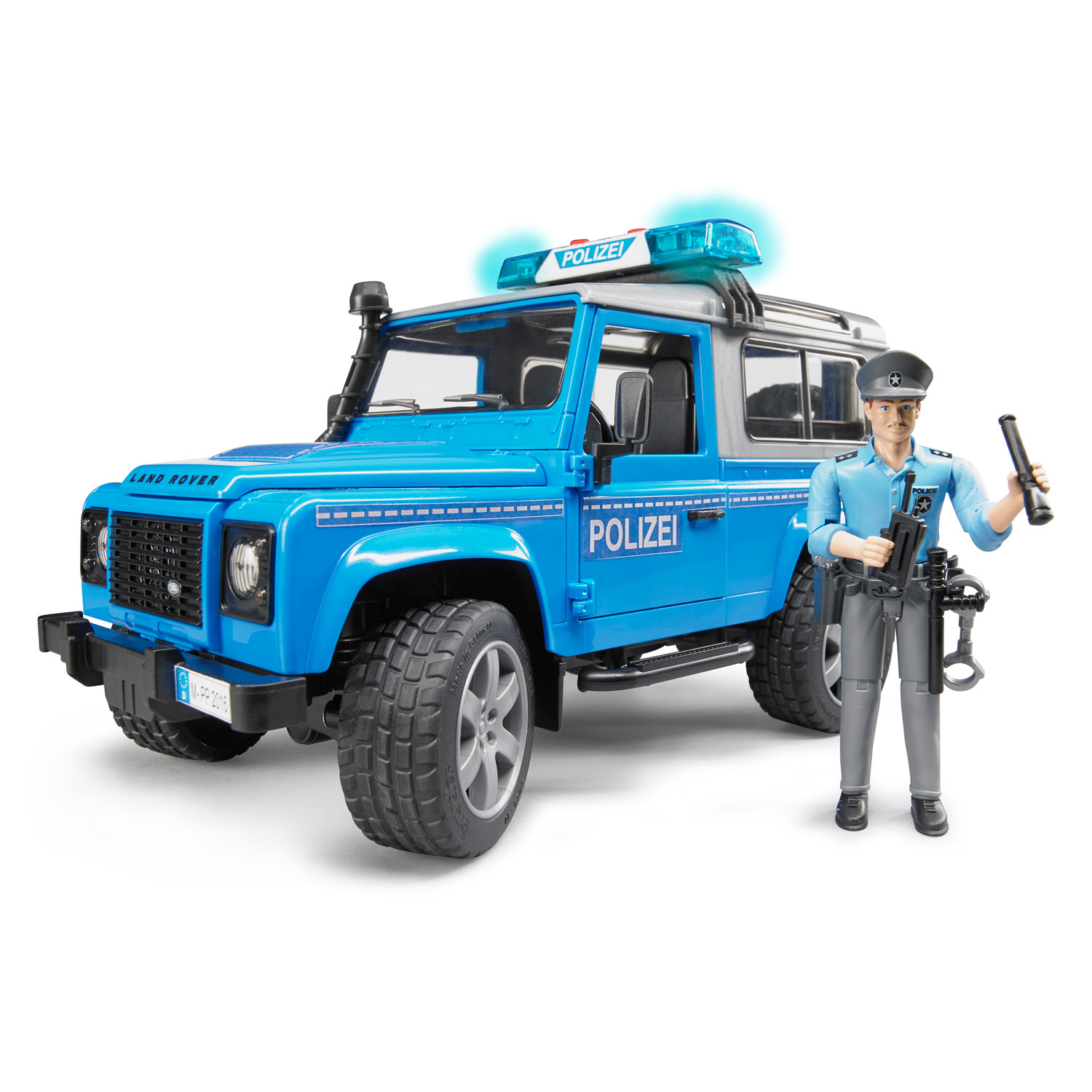 Bruder Внедорожник полицейский Land Rover Defender Station Wagon с фигуркой 02-597 - фото 1