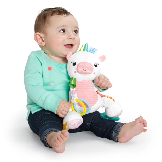 фото Игрушка для малышей с погремушкой и прорезывателем единорог bright starts