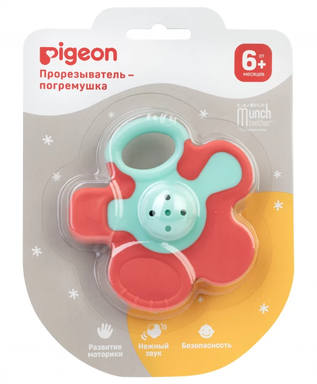 фото Pigeon прорезыватель-погремушка munch teether, 6+ мес.