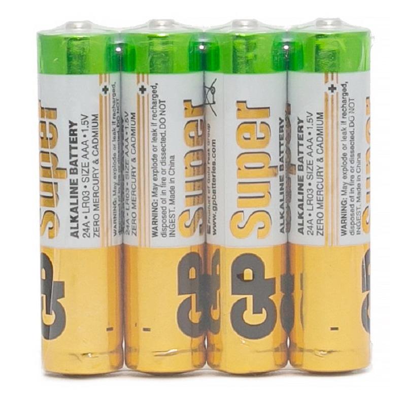 

Батарейки GP Super эконом AAA/LR03/24A GP24ARS-2SB4 алкалин. 4шт/уп, 222158