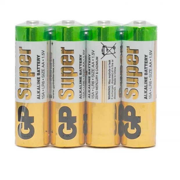 Батарейки GP Super эконом AA/LR6/15A 4шт/уп GP15ARS-2SB4 батарейки gp super эконом aaa lr03 24a gp24ars 2sb4 алкалин 4шт уп