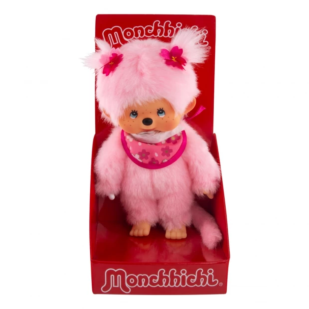 

Monchhichi Девочка с розовой шерсткой в слюнявчике сакура