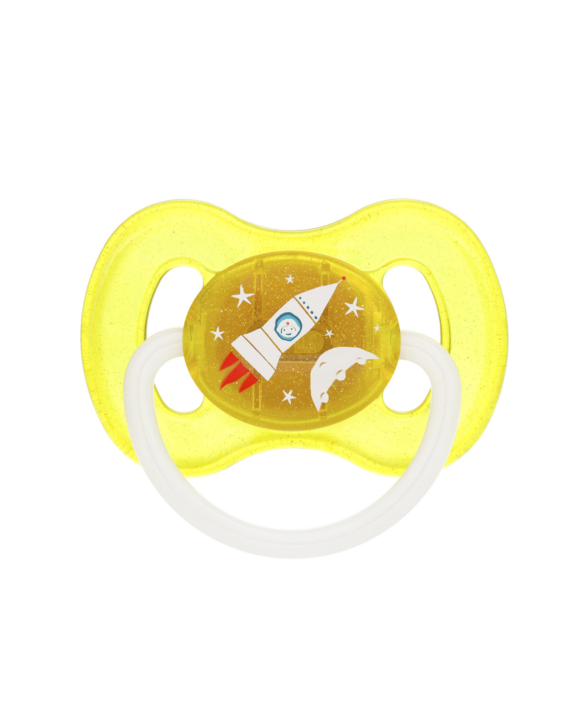 Canpol Babies Пустышка круглая латексная Space, 0-6 мес., цвет желтый