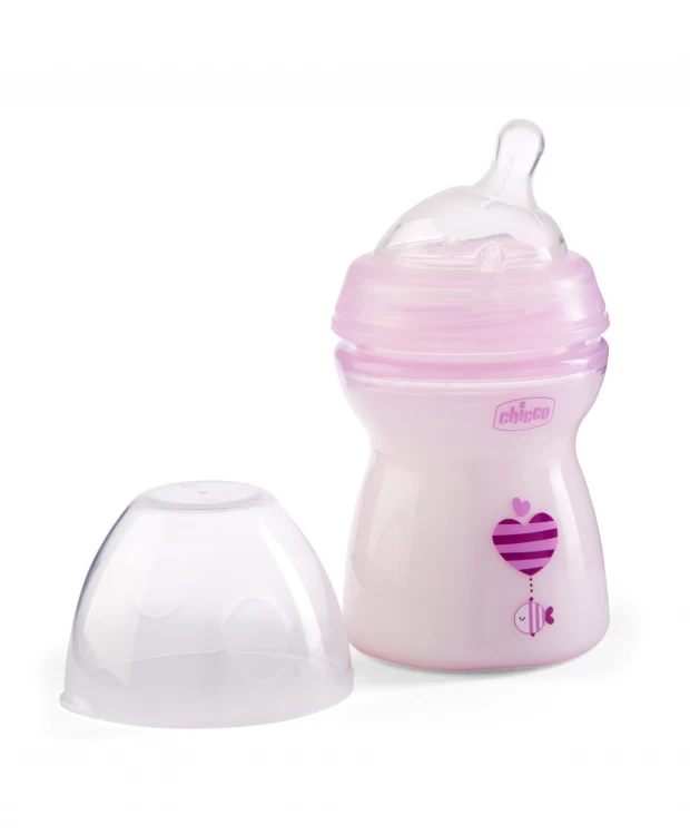 Chicco Natural Feeling Бутылочка для кормления, 250 мл, цвет розовый
