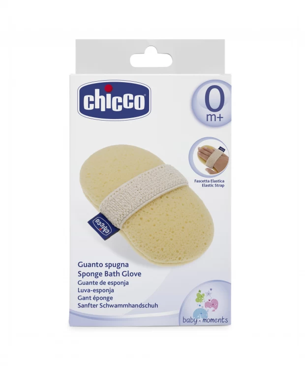 Chicco Baby Moments Губка-рукавичка для купания ребенка с карманом для мыла