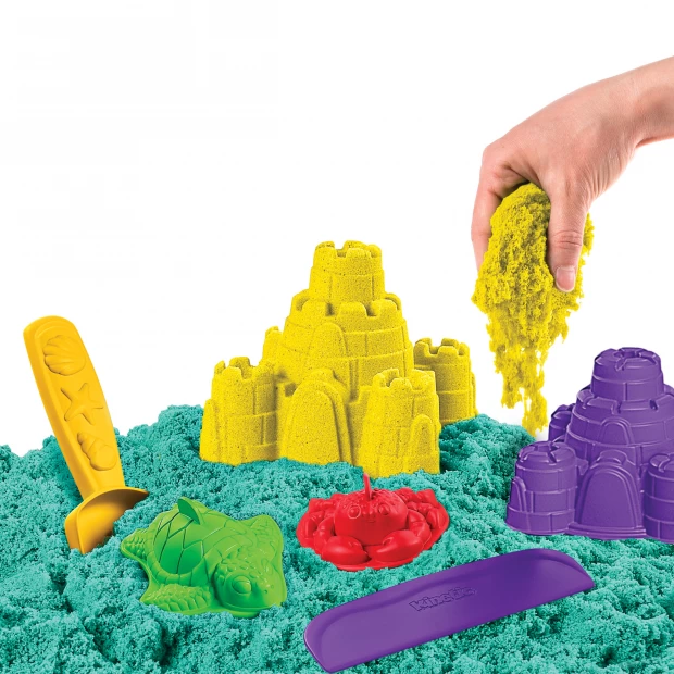 фото Kinetic sand кинетический песок набор для лепки разноцветный замок с формочками