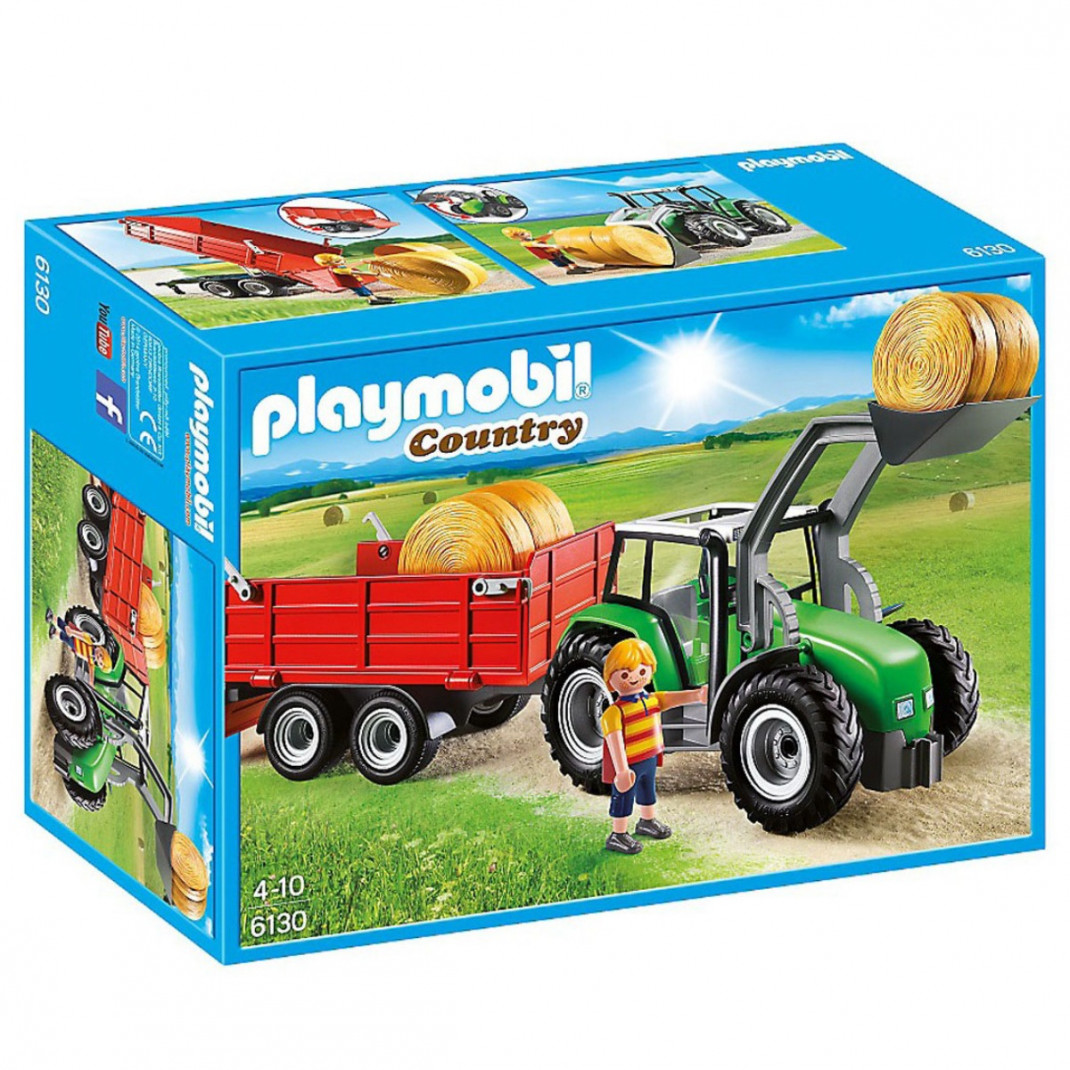 Playmobil Конструктор Playmobil Ферма: Большой трактор с прицепом