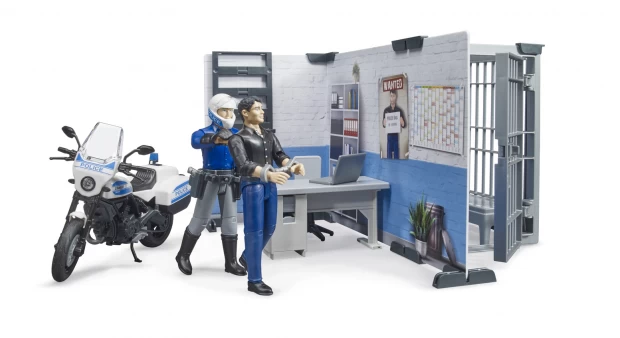 фото Игровой набор полицейский участок с мотоциклом и фигурками bruder