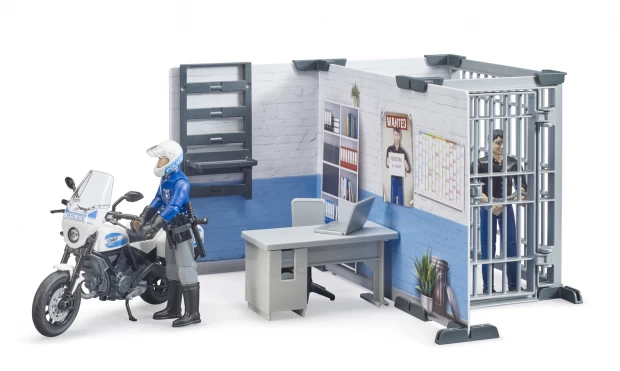 фото Игровой набор полицейский участок с мотоциклом и фигурками bruder