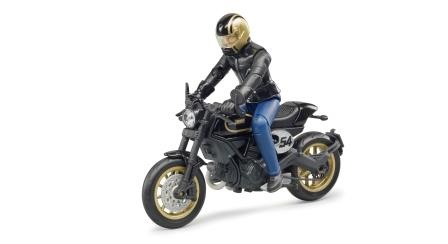 Bruder Мотоцикл с мотоциклистом Scrambler Ducati Cafe Racer 63-050 - фото 1