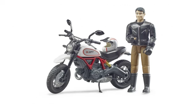Bruder Мотоцикл с мотоциклистом Scrambler Ducati Desert Sled