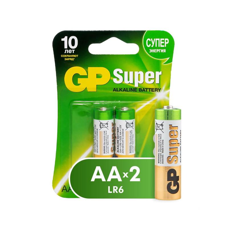Батарейки GP Super AA/LR6/15A GP15A-2CR2 алкалин. бл/2 73531
