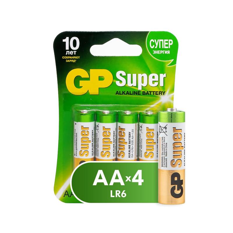 

Батарейки GP Super AA/LR6/15A алкалин. бл/4шт, 73532