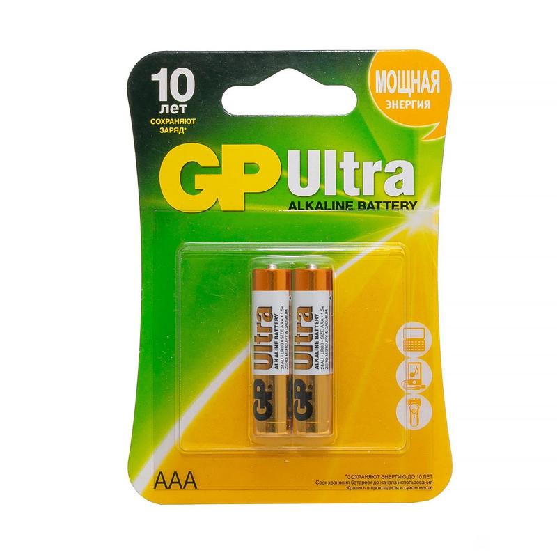 Батарейки GP Ultra AAA/LR03/24AU алкалин. бл/2шт 73541