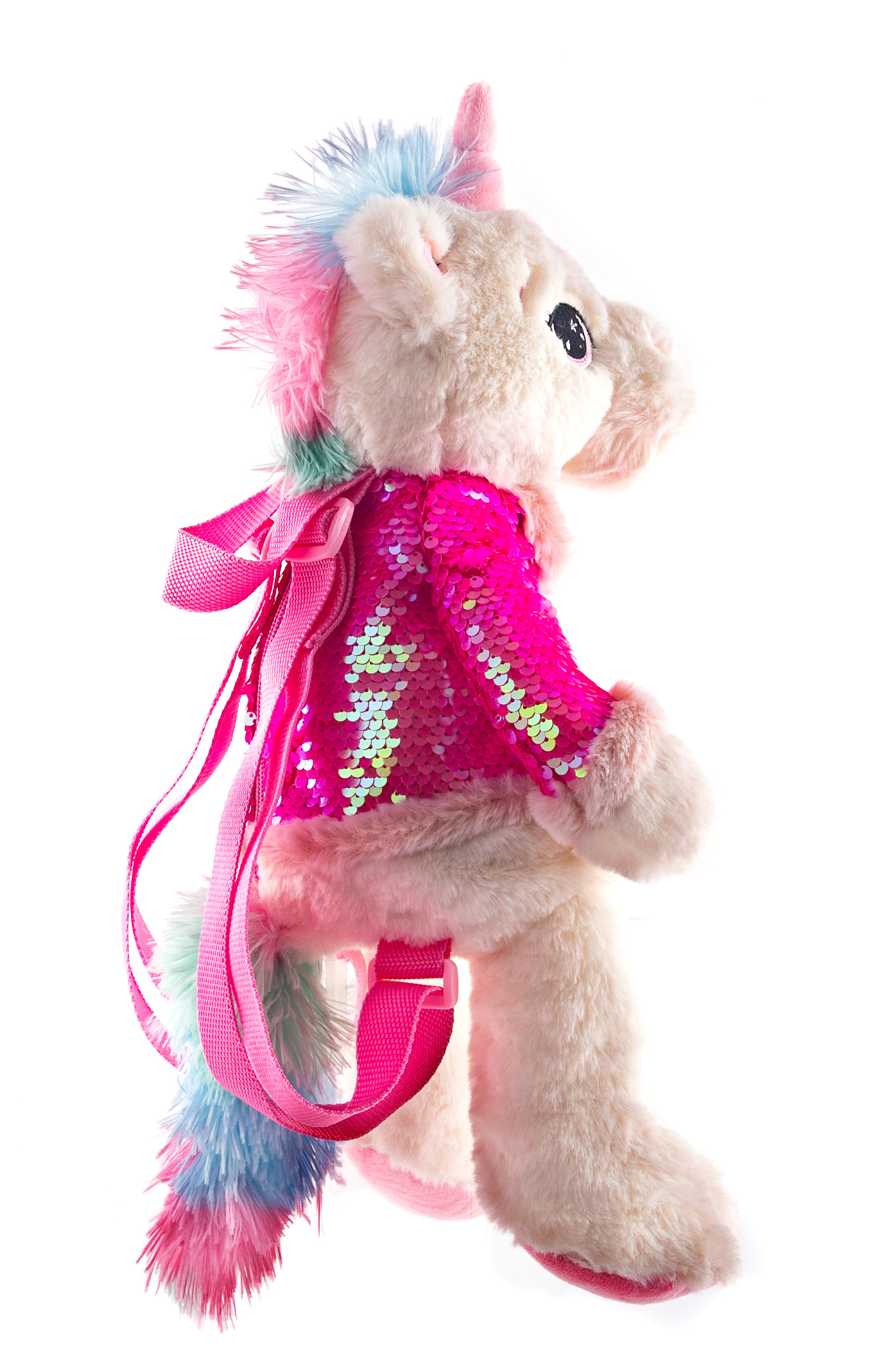 фото Gulliver рюкзак единорог с пайетками, бело-розовый, 40 см gulliver мягкая игрушка