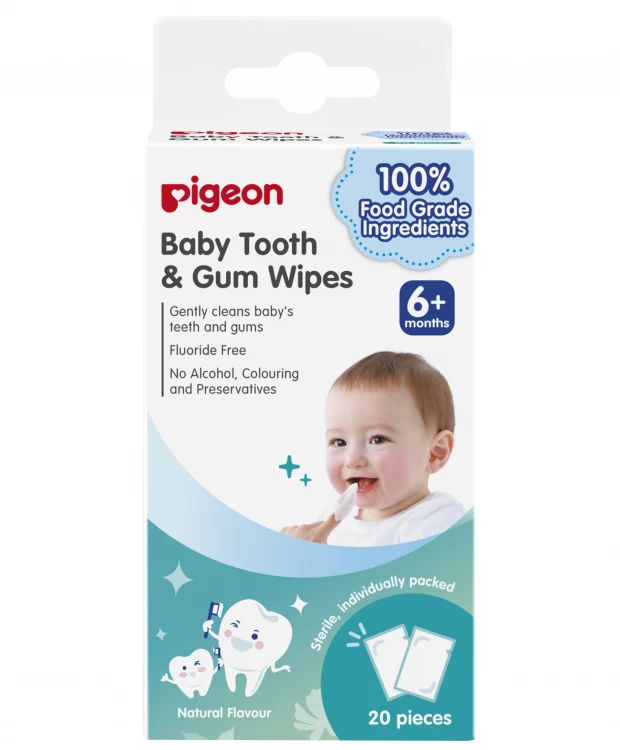Pigeon Салфетки для чистки молочных зубов без аромата Pigeon Baby Tooth & Gum Wipes, 20шт
