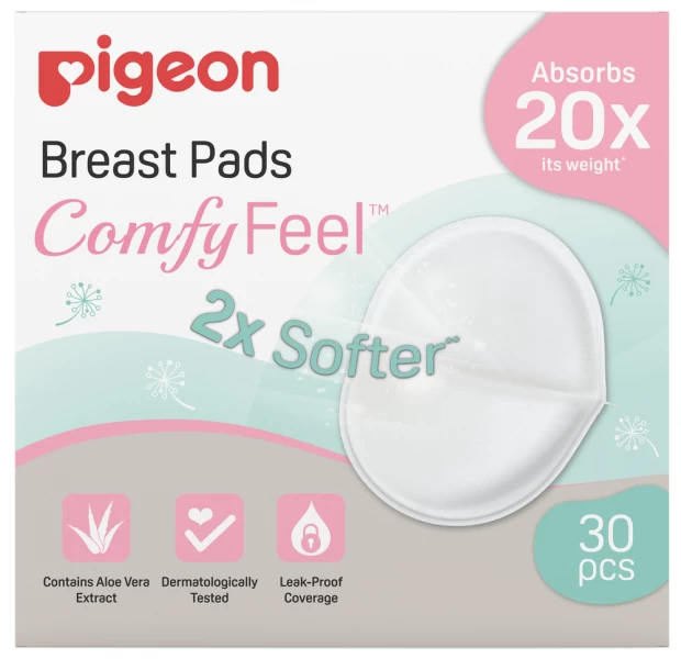 фото Pigeon comfy feel breast pads вкладыши для бюстгралтера с алоэ, 30 шт