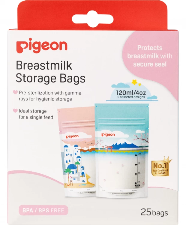 фото Пакеты для заморозки и хранения грудного молока pigeon 120 мл, 25 шт, holiday
