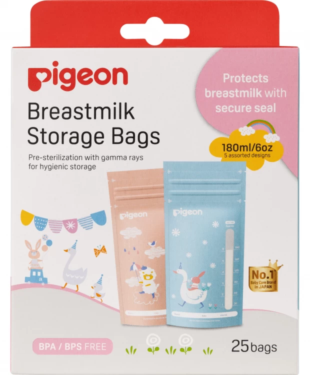 Пакеты для заморозки и хранения грудного молока Pigeon 180 мл, 25 шт, Animal medela пакеты для хранения грудного молока 180 мл 25 шт