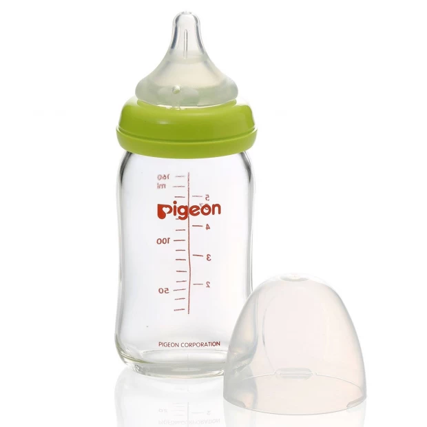 Pigeon Бутылочка для кормления SofTouch Peristaltic Plus 0+ мес., 160мл, премиальное стекло