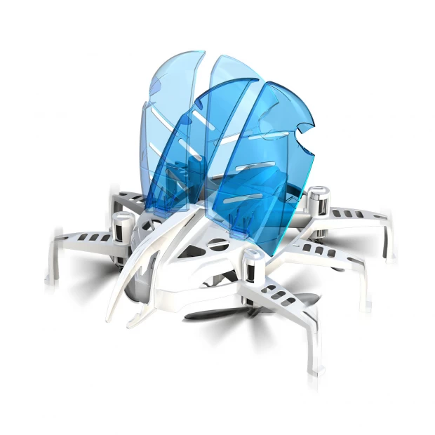 фото Робот жук летающий белый с синими крыльями ycoo