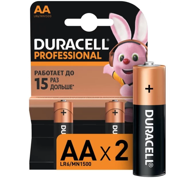 Батарейки DURACELL Professional АА/LR6 бл/2шт батарейки duracell lr6 2bl basic аа 2шт