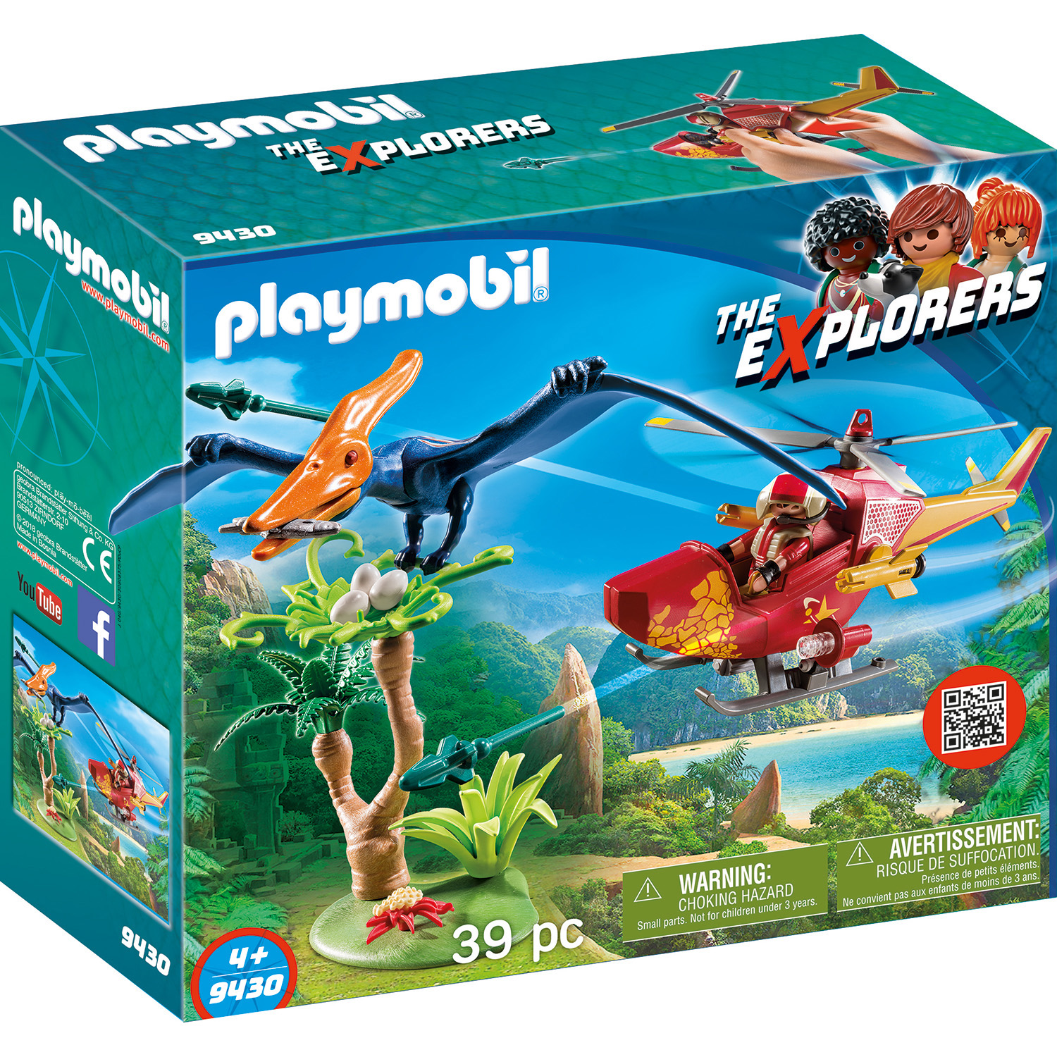 Playmobil Конструктор Вертолет для приключений с птеродактилем 9430pm - фото 1